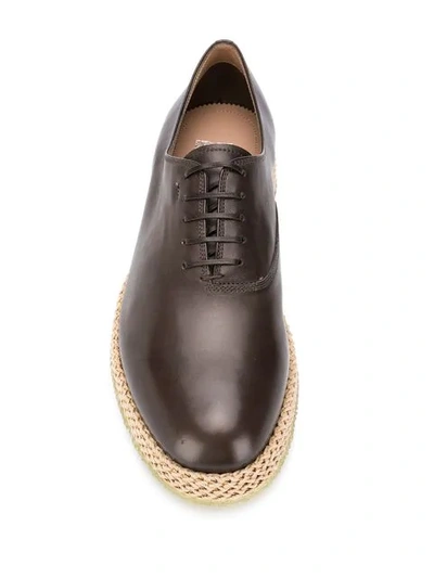 Shop Ferragamo Cord Sole Oxford Shoes In Brown