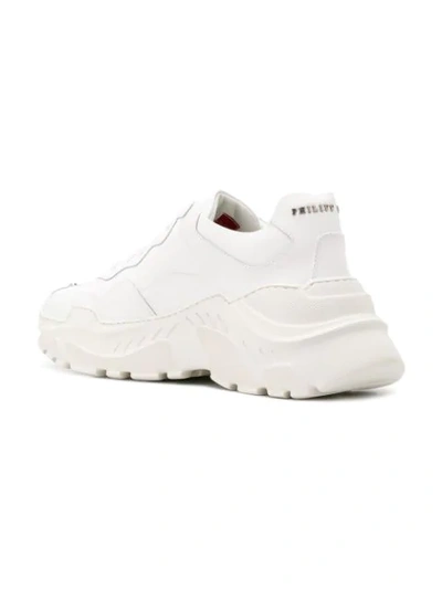Shop Philipp Plein Ridged Platform Sneakers In 01 White