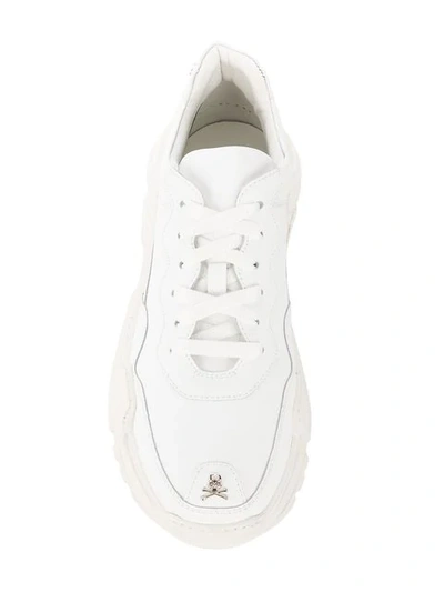 Shop Philipp Plein Ridged Platform Sneakers In 01 White