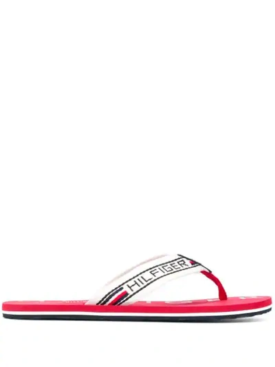 Shop Tommy Hilfiger Logo Flip Flops - Red