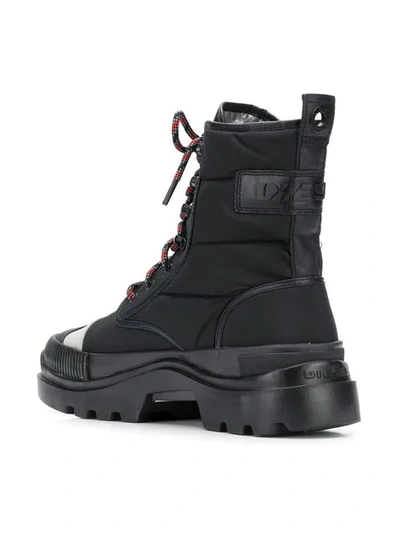 Shop Diesel Hybrid Lace-up Boots With Lug Sole In Black