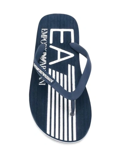 Shop Ea7 Logo Flip Flops In Blue