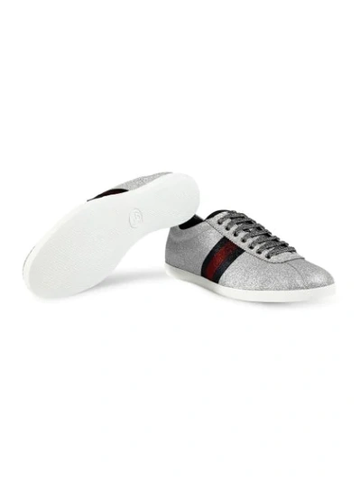 Gucci Men's Bambi Web Low-top Sneakers Stud Detail, Silver In Silver Glitter Fabric | ModeSens