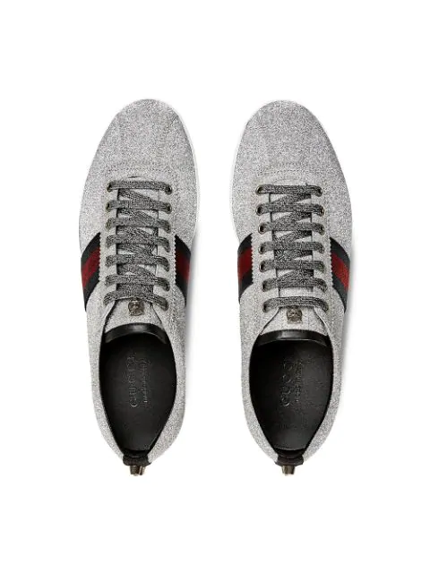 gucci glitter web sneaker with studs black