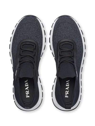 Shop Prada Prax-o01 Knit Fabric Sneakers In Grey