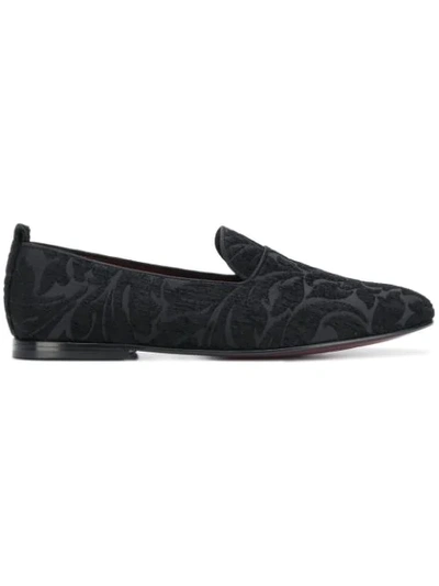 Shop Dolce & Gabbana Brocade Detail Loafers In Black