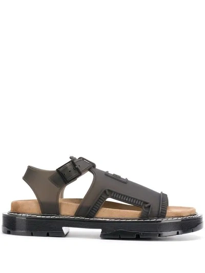 Shop Kenzo Logo Open-toe Sandals In Black