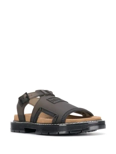 Shop Kenzo Logo Open-toe Sandals In Black