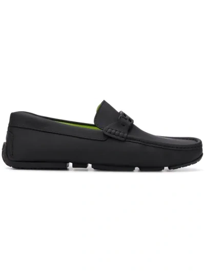 Shop Bally Logo Loafers In Black