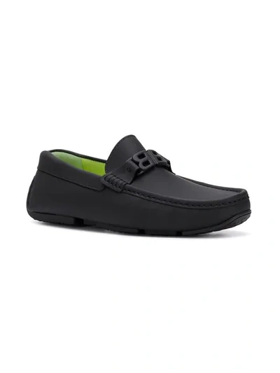 Shop Bally Logo Loafers In Black