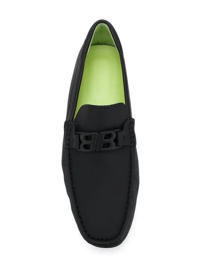 Shop Bally Logo Loafers In Black