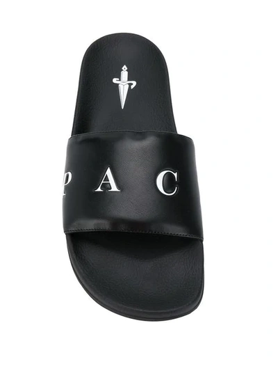 Shop Cesare Paciotti Embossed Logo Slides In Black