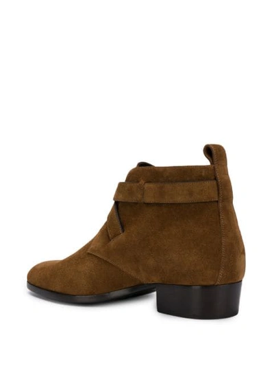 Shop Saint Laurent Wyatt 30 Buckled Boots In Brown