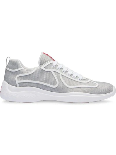 Shop Prada 'bike' Sneakers In F0a0n Silver/white