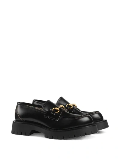 Shop Gucci Loafers With Horsebit And Lug Sole In Black
