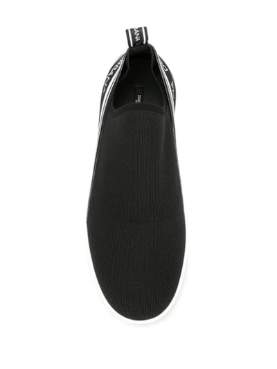 Shop Dolce & Gabbana Slip On Logo Sneakers In Black