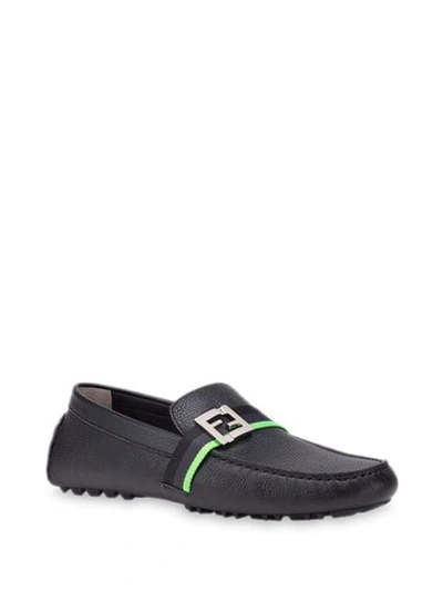 Shop Fendi Ff Motif Loafers In Black