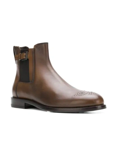 Tod's Buckled Leather Chelsea Boots In Brown