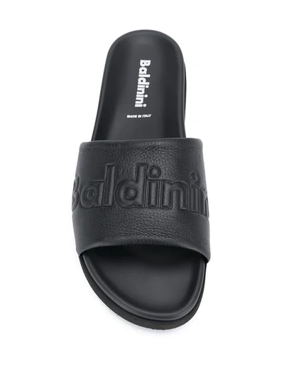 Shop Baldinini Logo Slides In Black