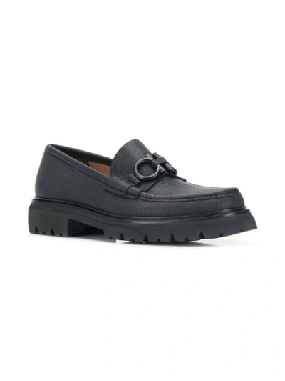 Shop Ferragamo Gancini Bit Loafers In Black
