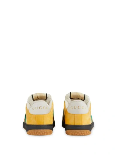 Shop Gucci Screener Sneakers In Suede In Yellow