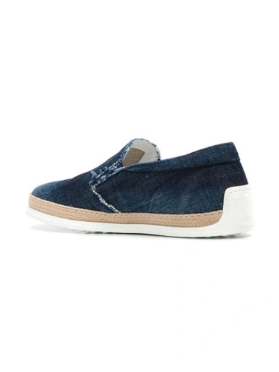 Shop Tod's Slip-on Denim Sneakers In Blue