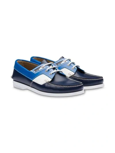 PRADA LACE-UP BOAT SHOES - 蓝色