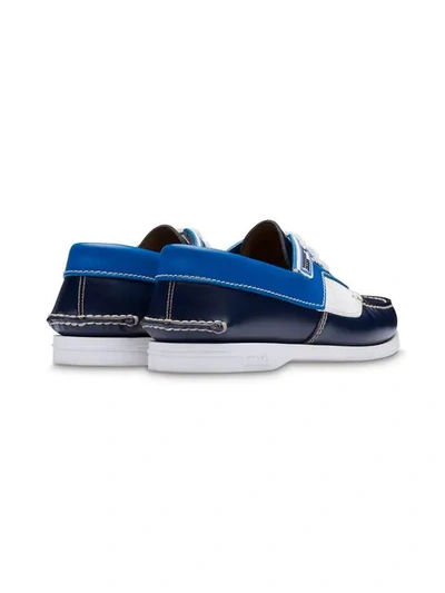 PRADA LACE-UP BOAT SHOES - 蓝色