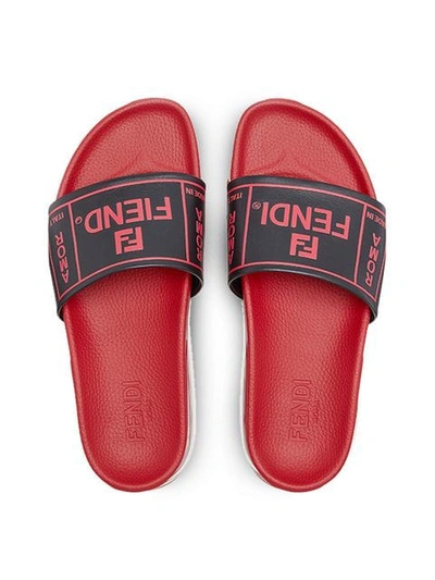 Shop Fendi Logo Sandals In Black