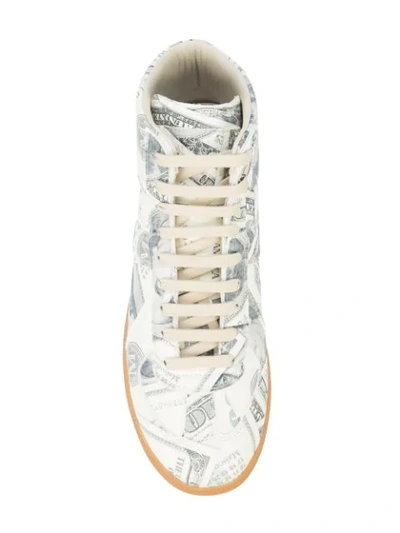 Shop Maison Margiela Note Print Sneakers In Green