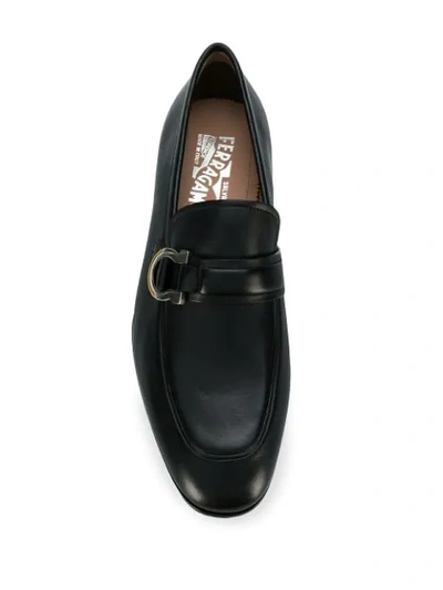 Shop Ferragamo Gancini Logo Loafers In Black