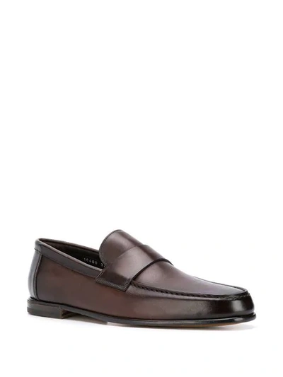 Shop Santoni Classic Loafers In Brown