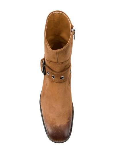 Shop Maison Margiela Buckled Ankle Boots - Brown