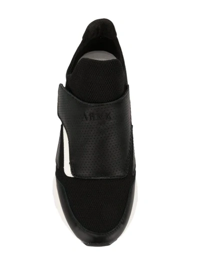 Shop Arkk Perforated Wedge Sneakers In Black