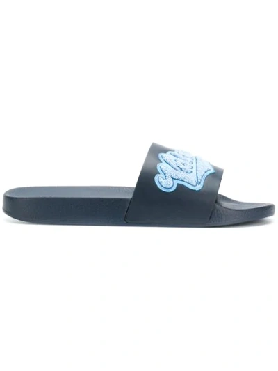 Shop Valentino Garavani Appliqué Slides - Blue