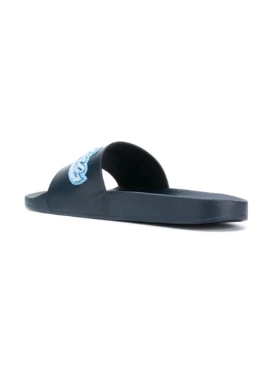 Shop Valentino Garavani Appliqué Slides - Blue