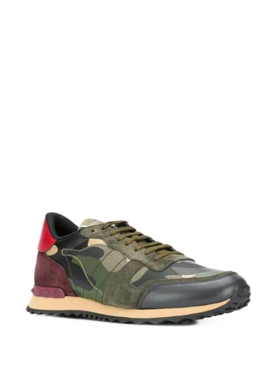 Shop Valentino Rockrunner Sneakers In Green