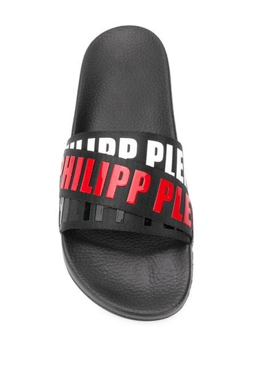 PHILIPP PLEIN FLAT LOGO GUMMY SANDALS - 黑色