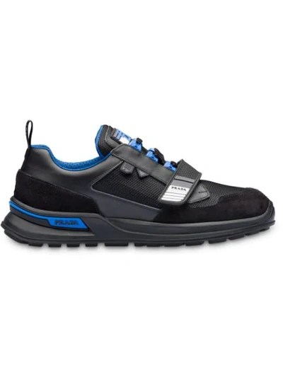 Shop Prada Leather And Technical Fabric Sneakers In Black