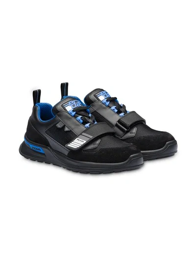 Shop Prada Leather And Technical Fabric Sneakers In Black