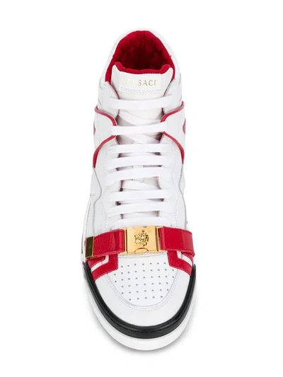 Shop Versace Medusa Mid-top Sneakers In Dwr3t-white/geranio