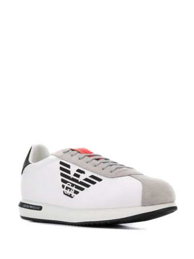 Shop Emporio Armani Printed Logo Sneakers - White