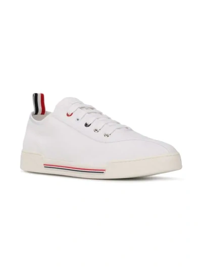 Shop Thom Browne Canvas Lace-up Sneakers In White