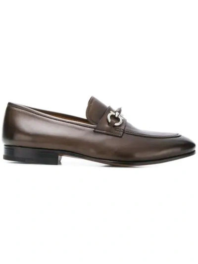 Shop Ferragamo Salvatore  Gancini Loafers - Brown