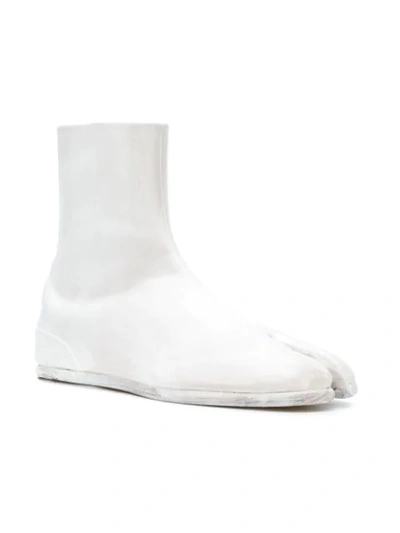 Shop Maison Margiela Flat Tabi Boots In White