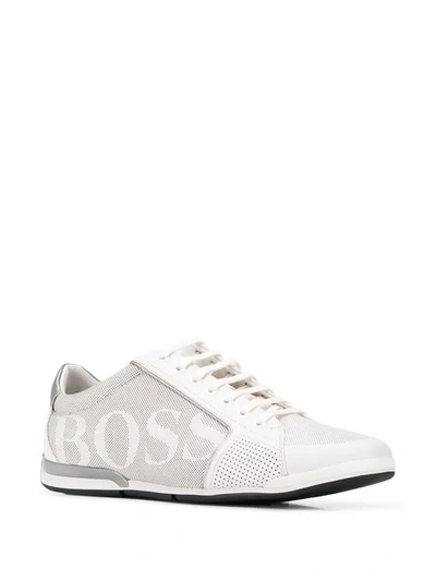 Shop Hugo Boss Lace Up Sneakers In White