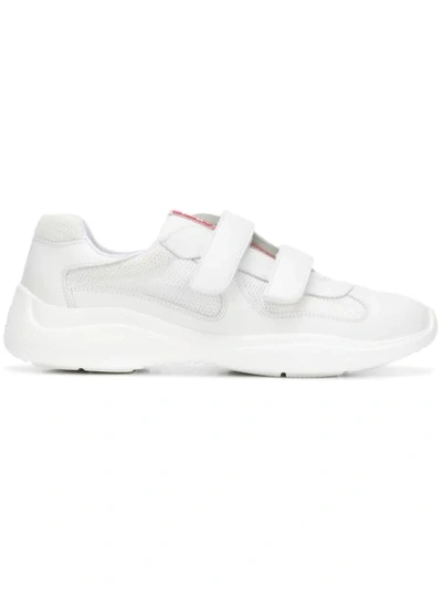 Shop Prada America's Cup Sneakers In White