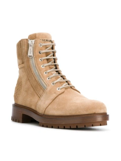 Shop Balmain Ranger Army Boots In Neutrals