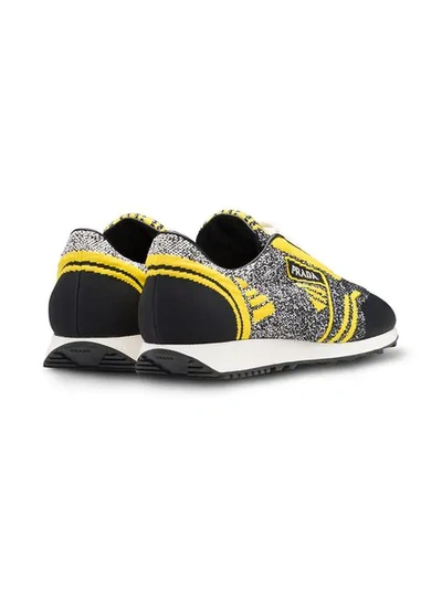 Shop Prada Low-top Fabric Sneakers In Yellow