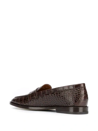 Shop Etro Textured Loafers - Brown